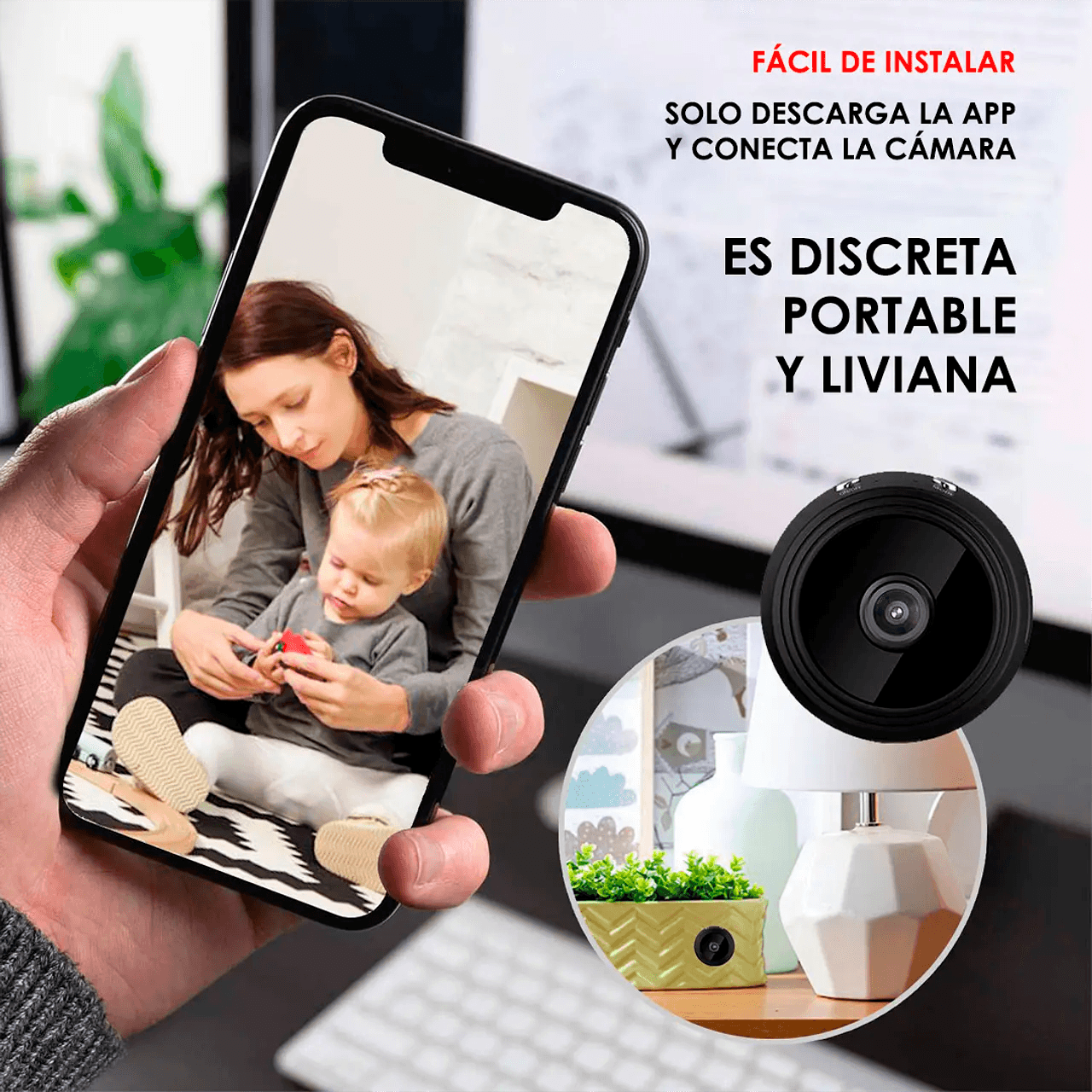 Mini Cámara De Vigilancia Con Visión Diurna y Nocturna - 1080P HD Con WiFi - Space Home